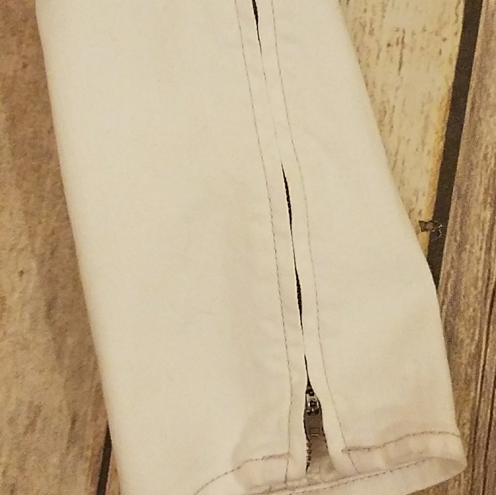 🤍 L.L. Bean White Skinny Straight Jeans 4 Ankle Zip Stretch 5-Pocket 🤍 - Picture 3 of 3